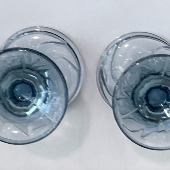 Set of 4 Vintage Noritake Swirl Ice Blue Thick Stemmed Wine or Drinking Glasses - Picture 11 of 11